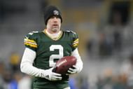 Mason Crosby of the Green Bay Packers warms up
